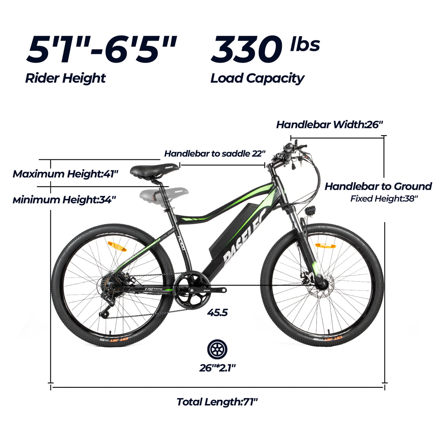 Paselec PC100 electric bike 350w 11.6AH 48v Front Suspension